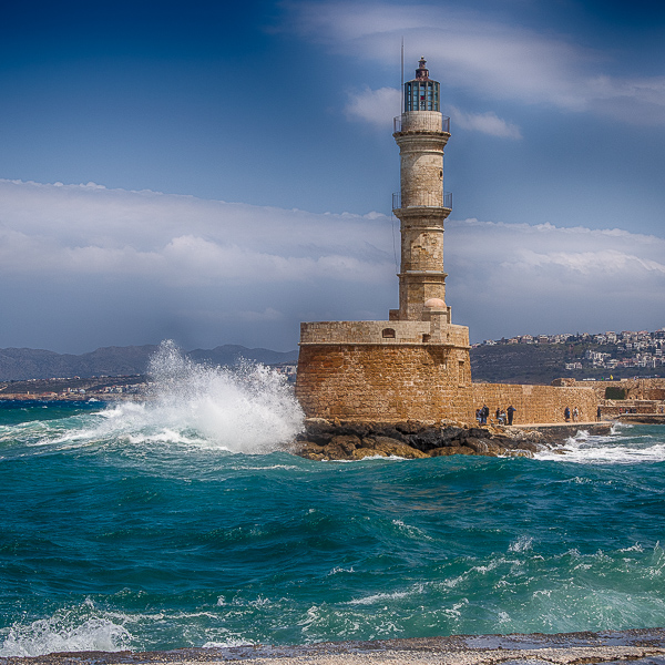 Kreta, Crete, Griechenland, Greece, Hellas, Chania, Leuchtturm, lighthouse, storm, Sturm, Wellen, waves
