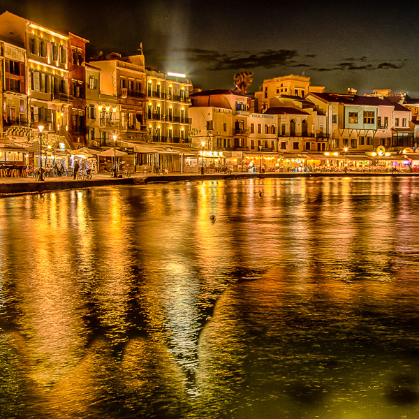 Kreta, Crete, Griechenland, Greece, Hellas, Chania, night view, nachts, venetian harbour, venezianischer Hafen