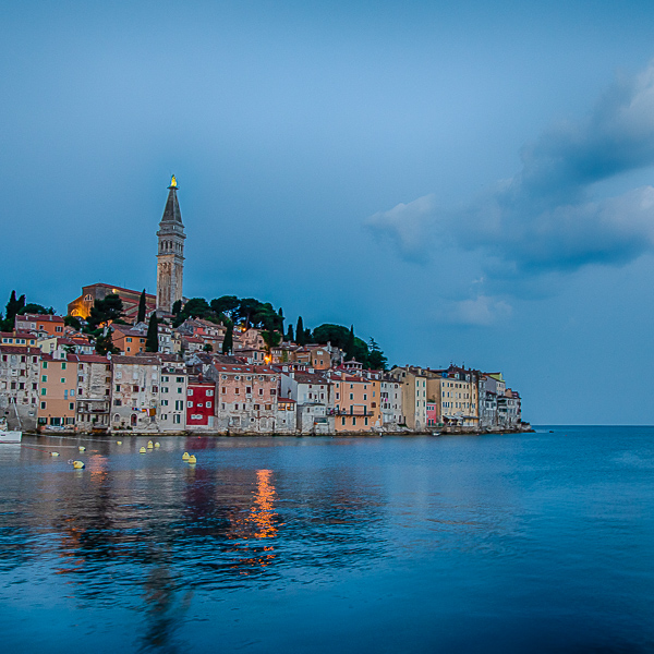 Kroatien, Croatia, Rovinj, Rovigno, Istrien, Istria, Panorama, clock tower, Kirchturm, panorama