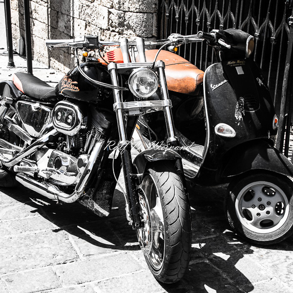 Griechenland, Greece, Rhodos, Rhodes, Altstadt, old town, Roller, scooter, Harley Davidson